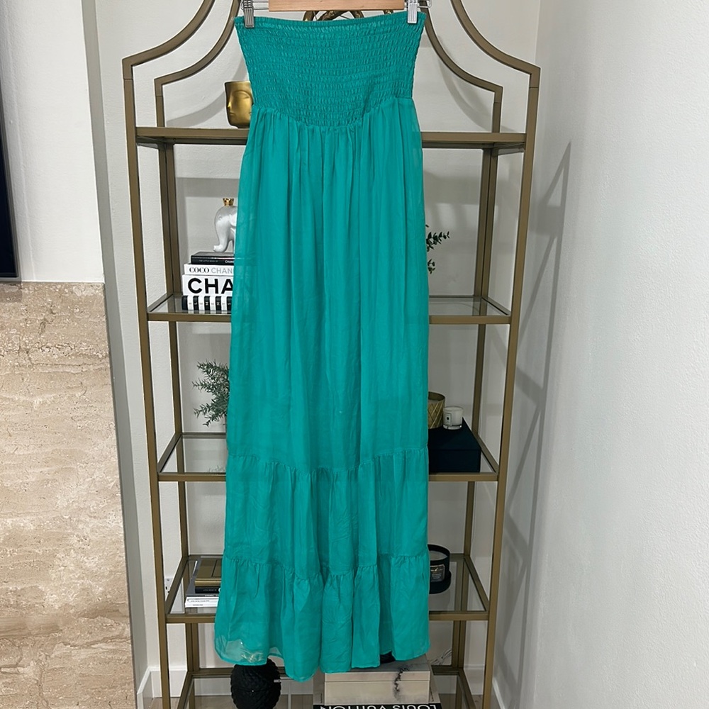Guess Silk Teal Chiffon Maxi Dress - Picture 2 of 7